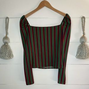 Striped Shirt with Puff Sleeve-tops